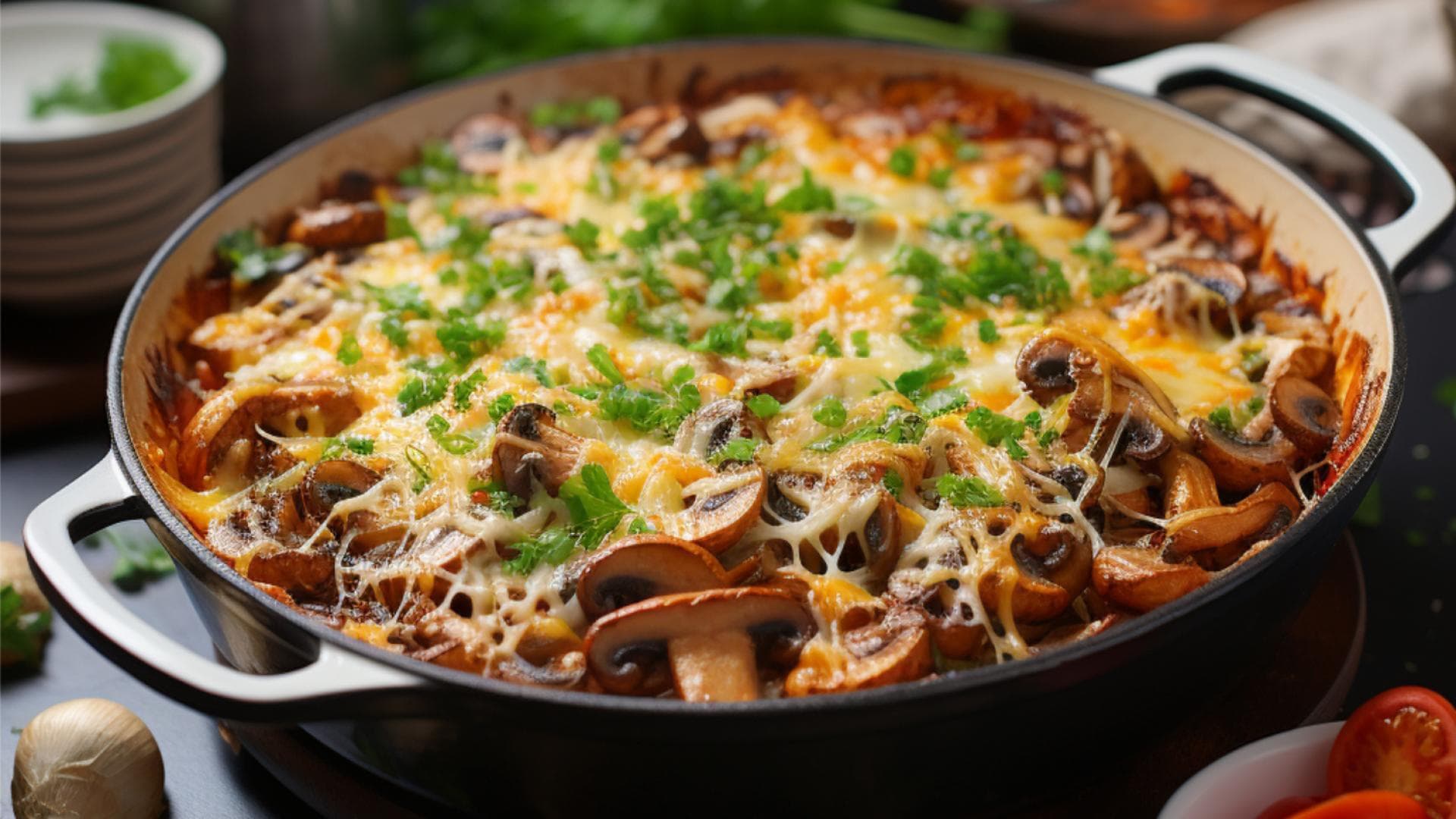Pilzauflauf mit Kartoffeln und Käse
