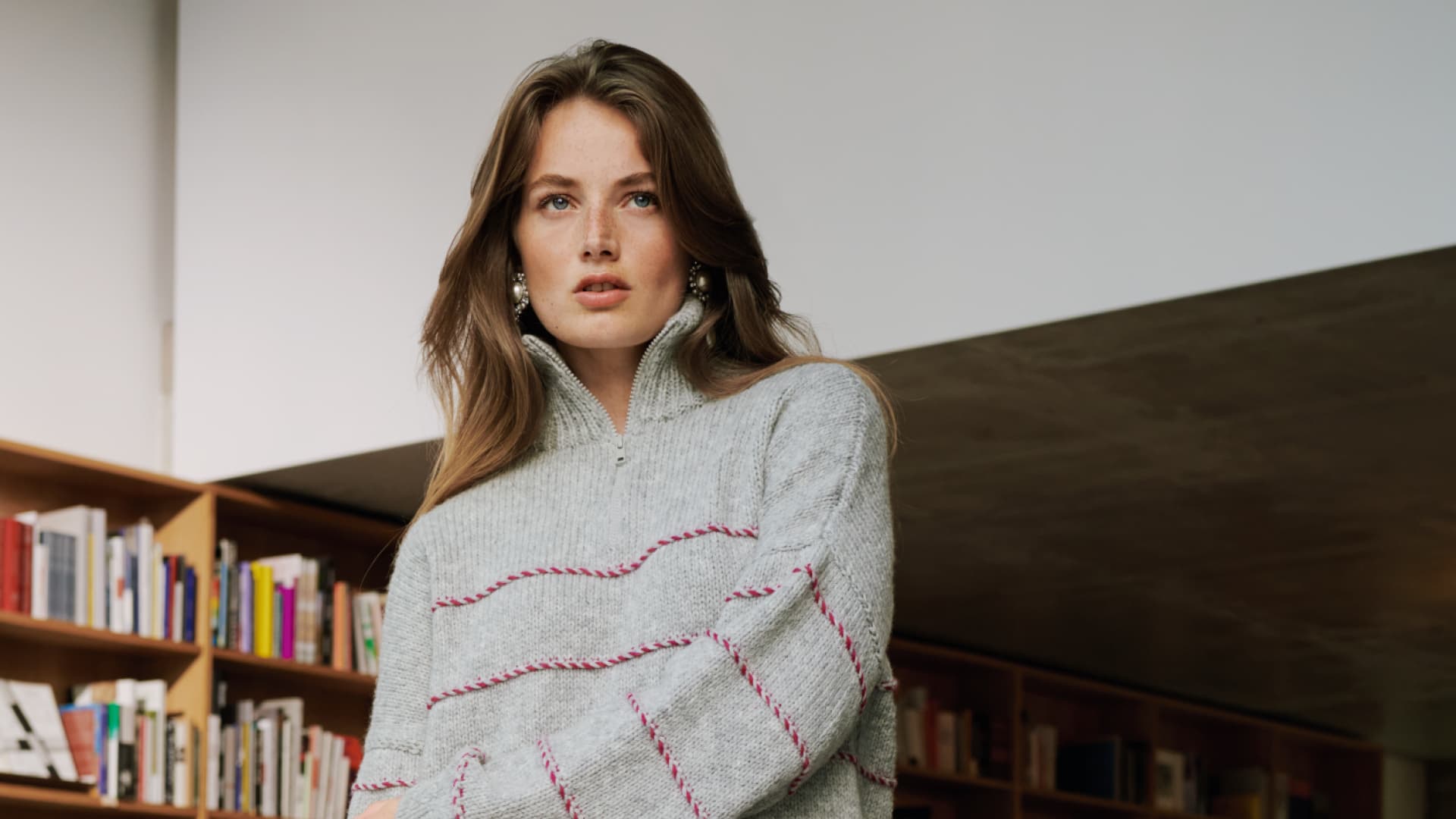 Strickpullover mit Reißverschluss