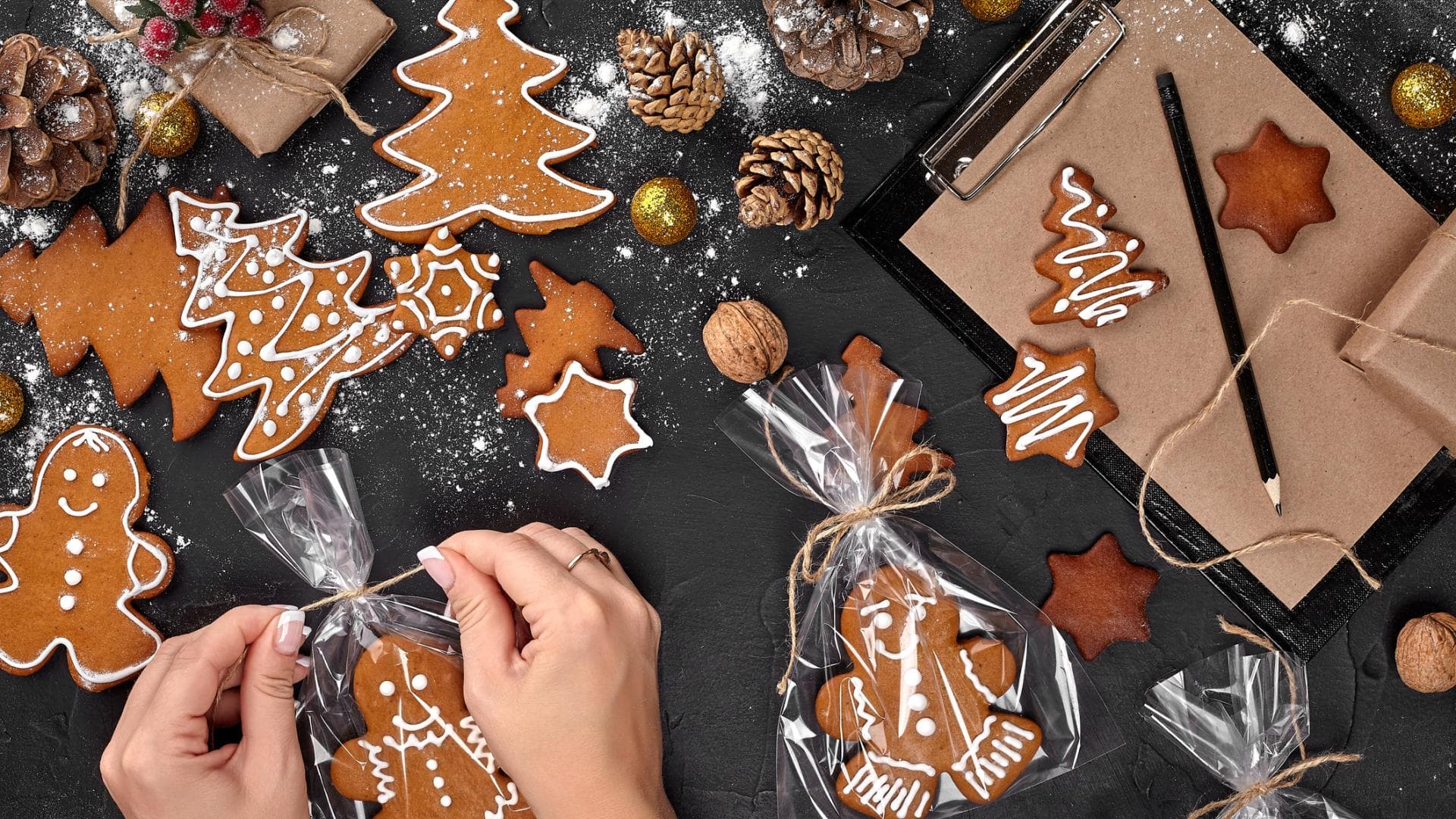 Lebkuchen in festlicher Verpackung.