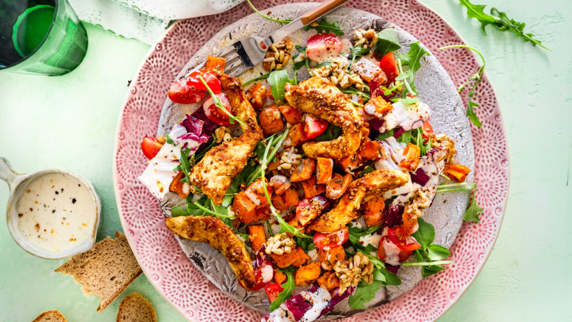 Süßkartoffelsalat mit Hähnchen