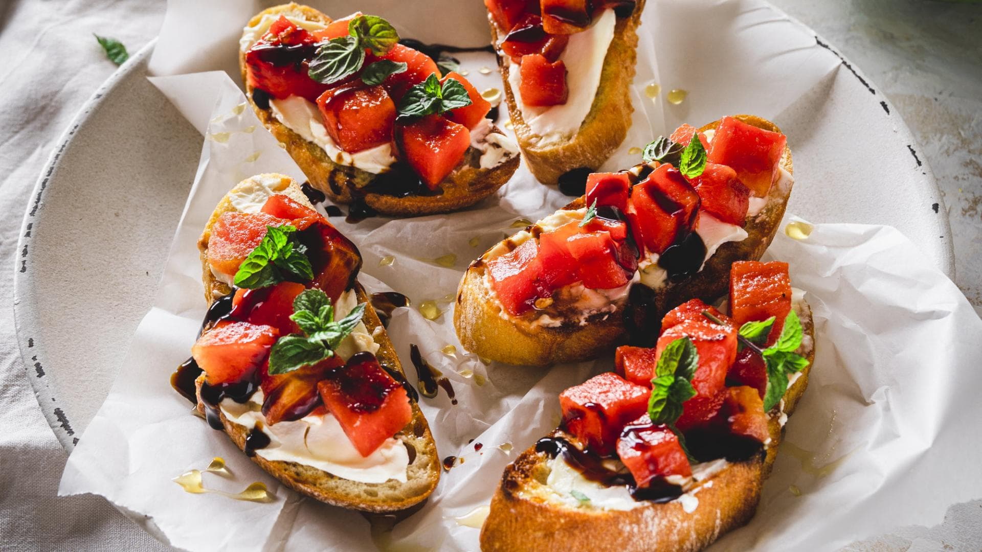 Röstbrot mit gegrillter Melone 