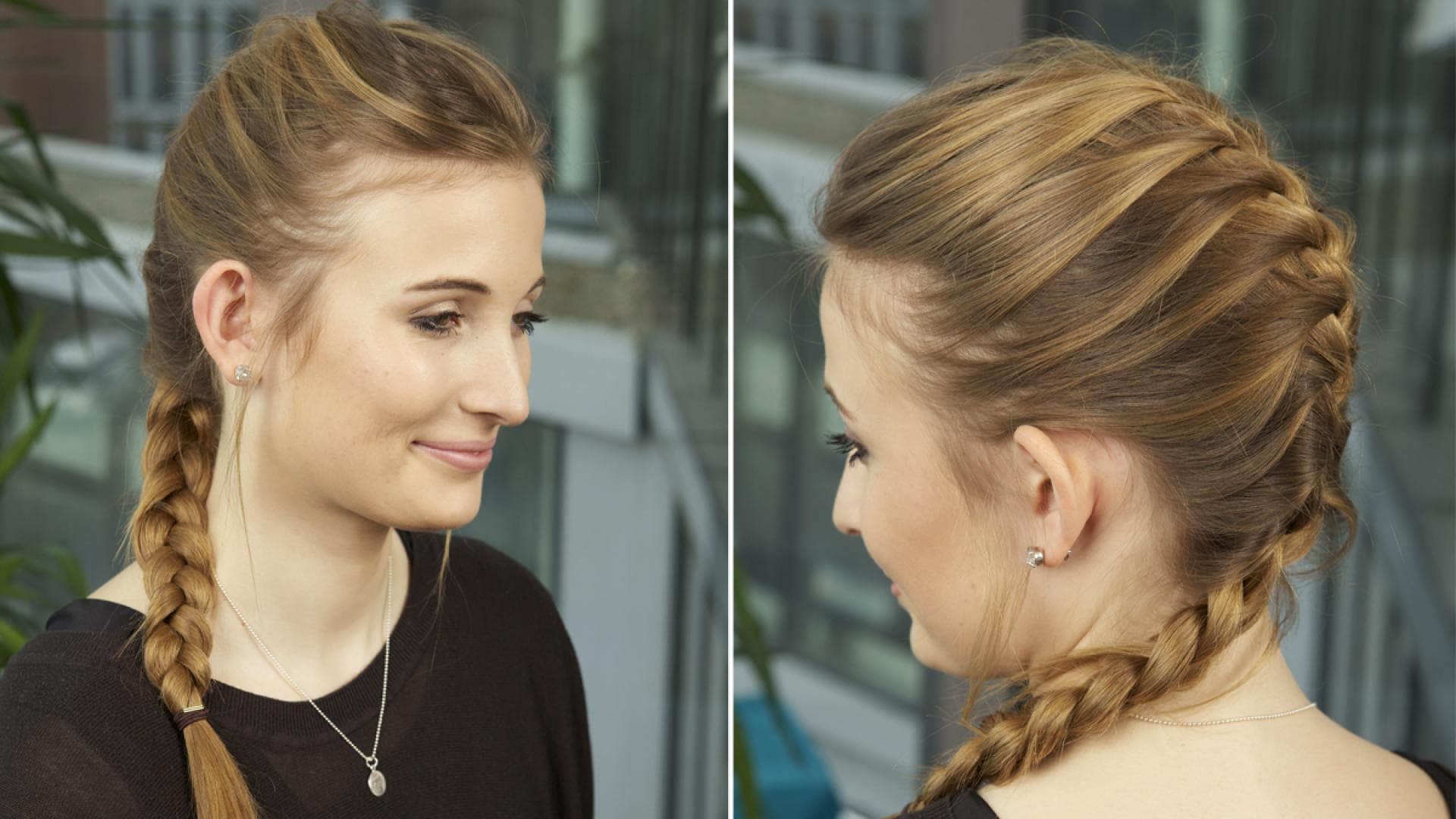 Frau mit einem geflochtenen Bauernzopf