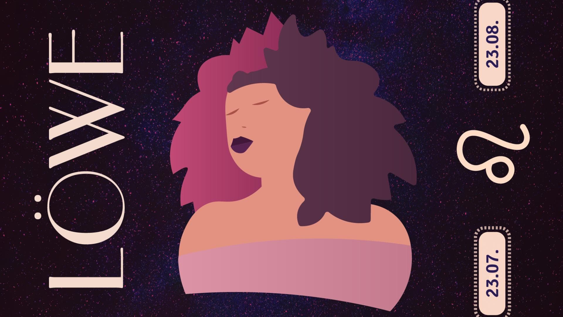 Illustration von einer Sternzeichen Löwe Frau.