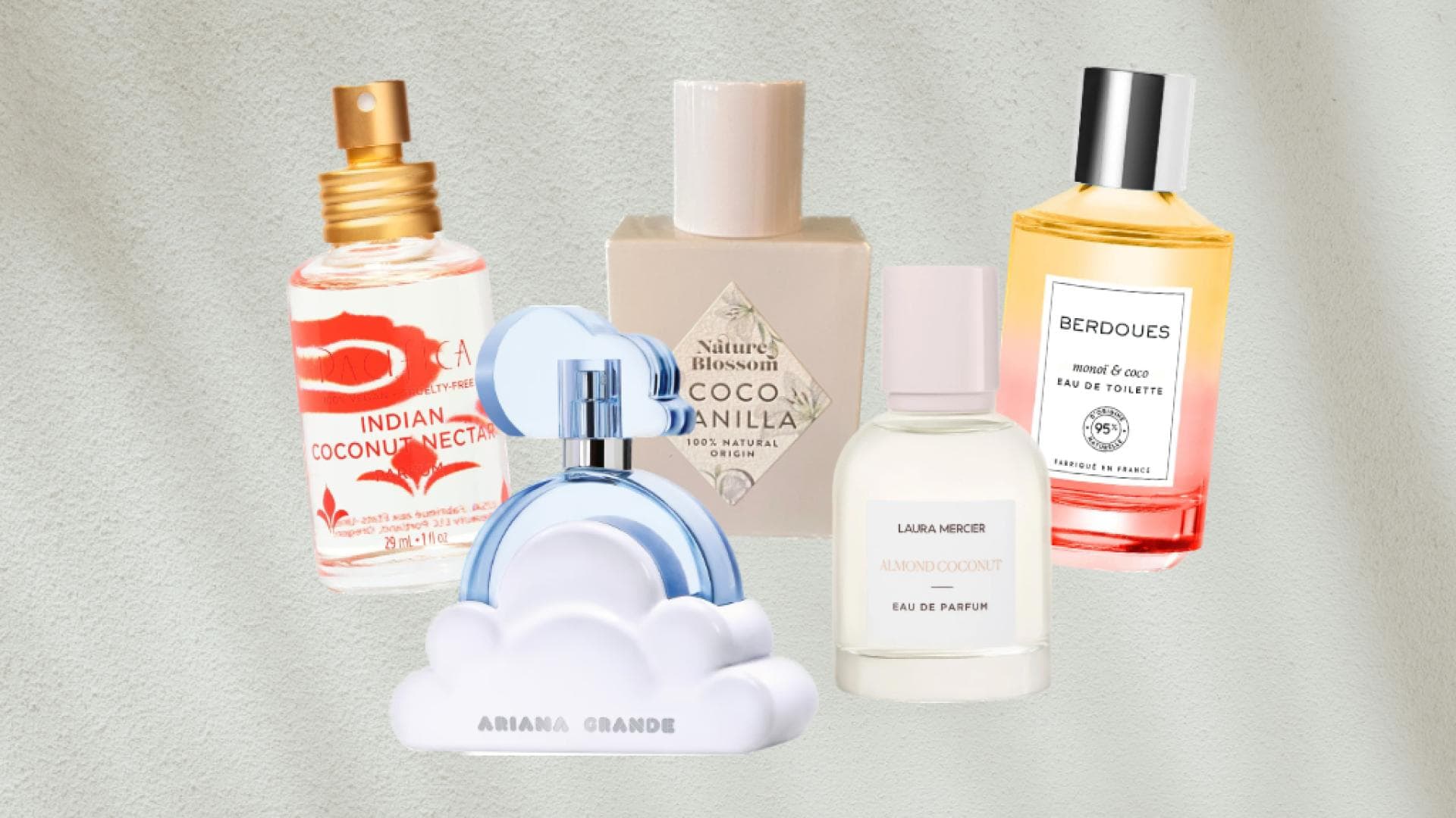 Verschiedene Parfums mit Kokos