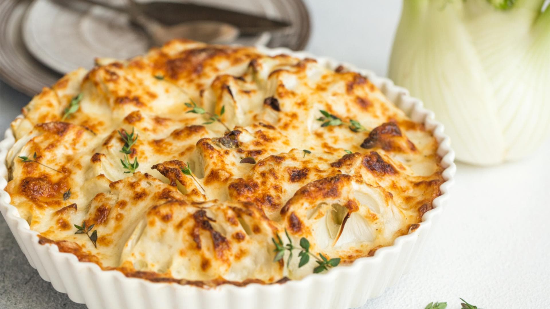 Fenchel-Auflauf mit Käse überbacken