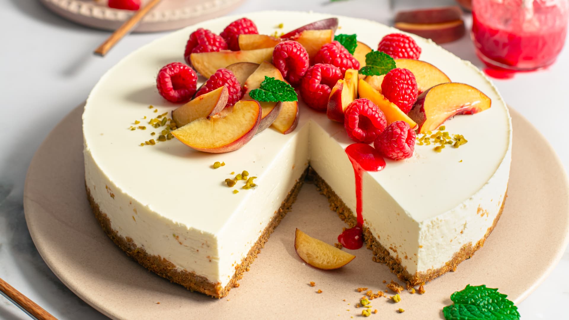 Rezept für einen Käsekuchen mit Pfirsich Käsekuchen mit Pfirsich