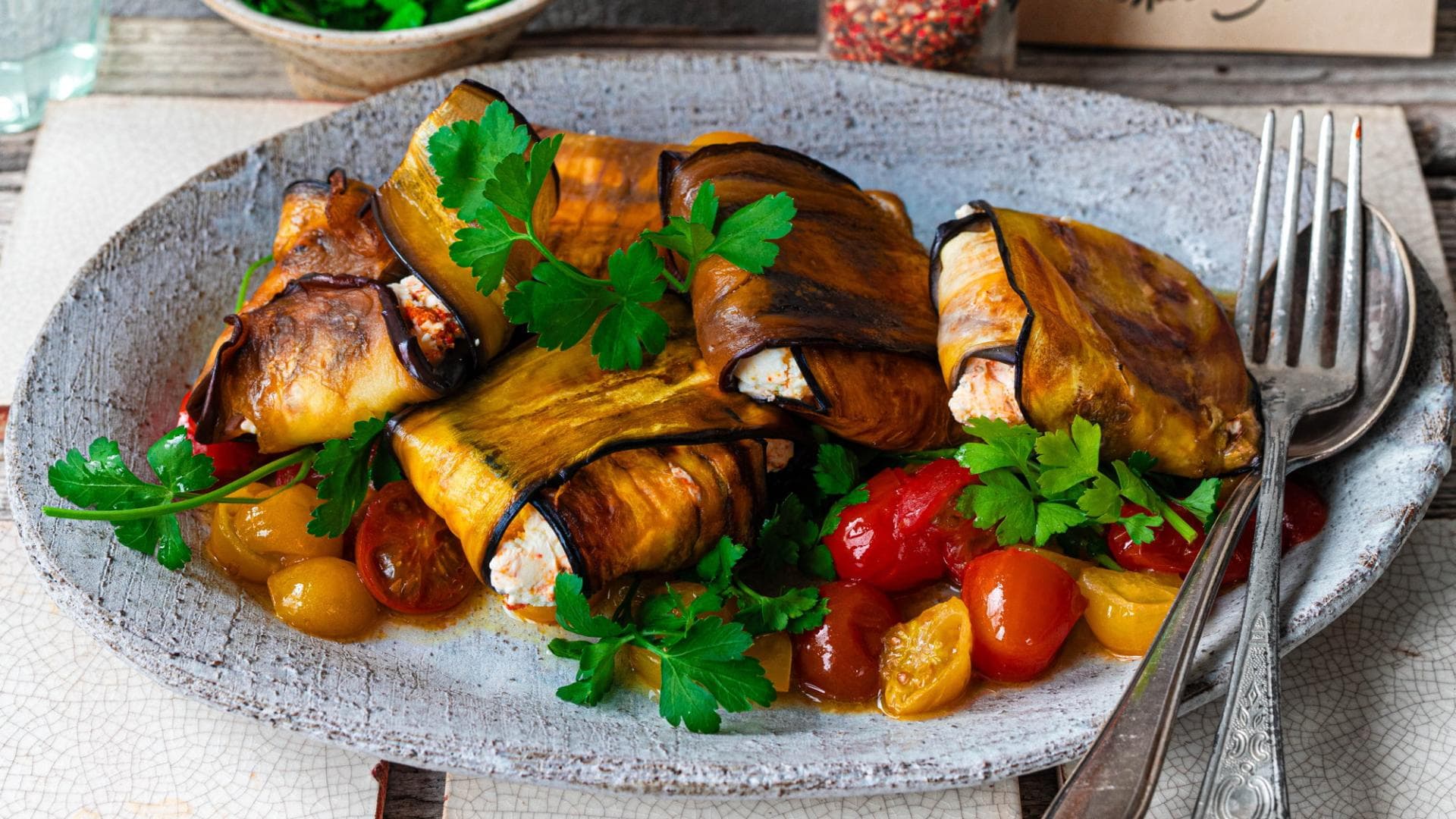 Gefüllte Aubergine mit Feta 