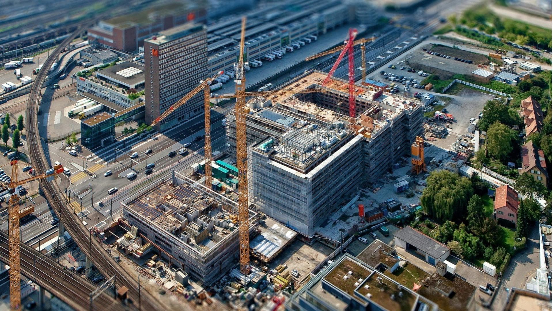 Eine Großbaustelle in einer Stadt