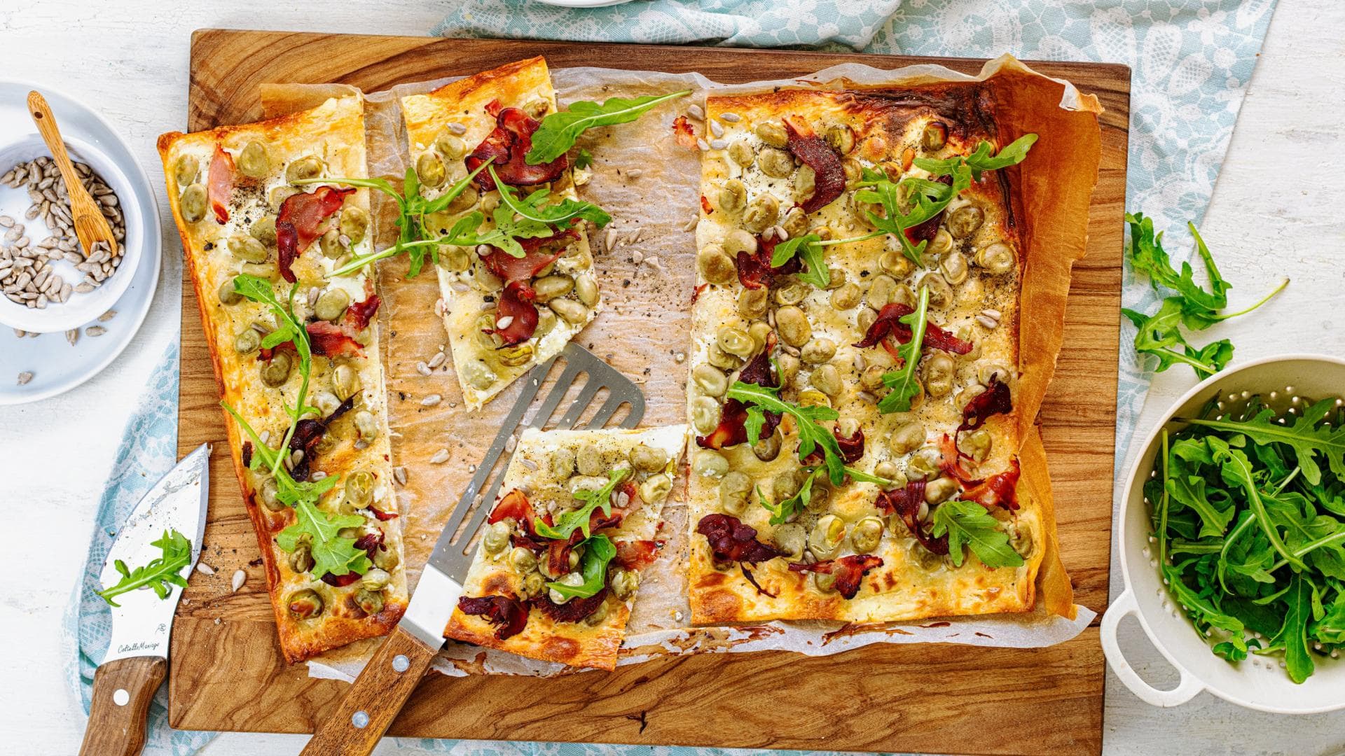 Flammkuchen mit Bohnen 