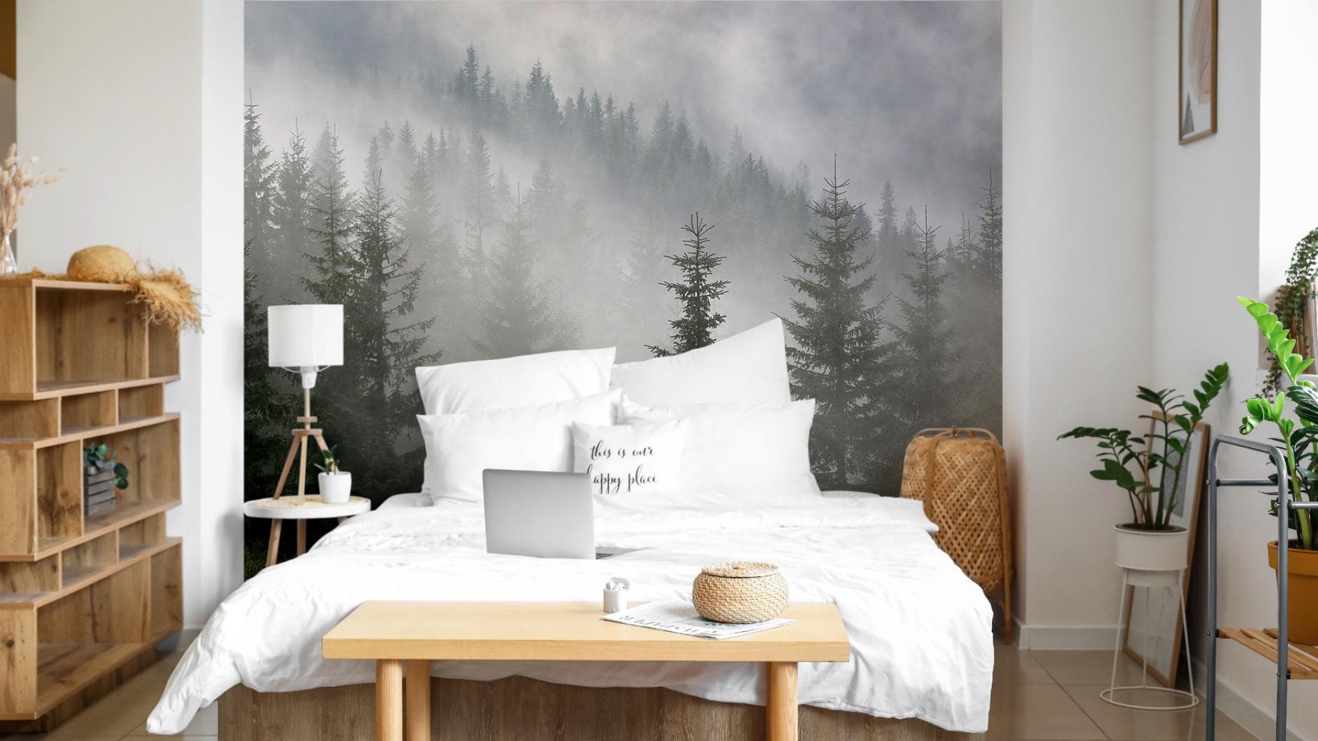 Schlafzimmer mit Fototapete