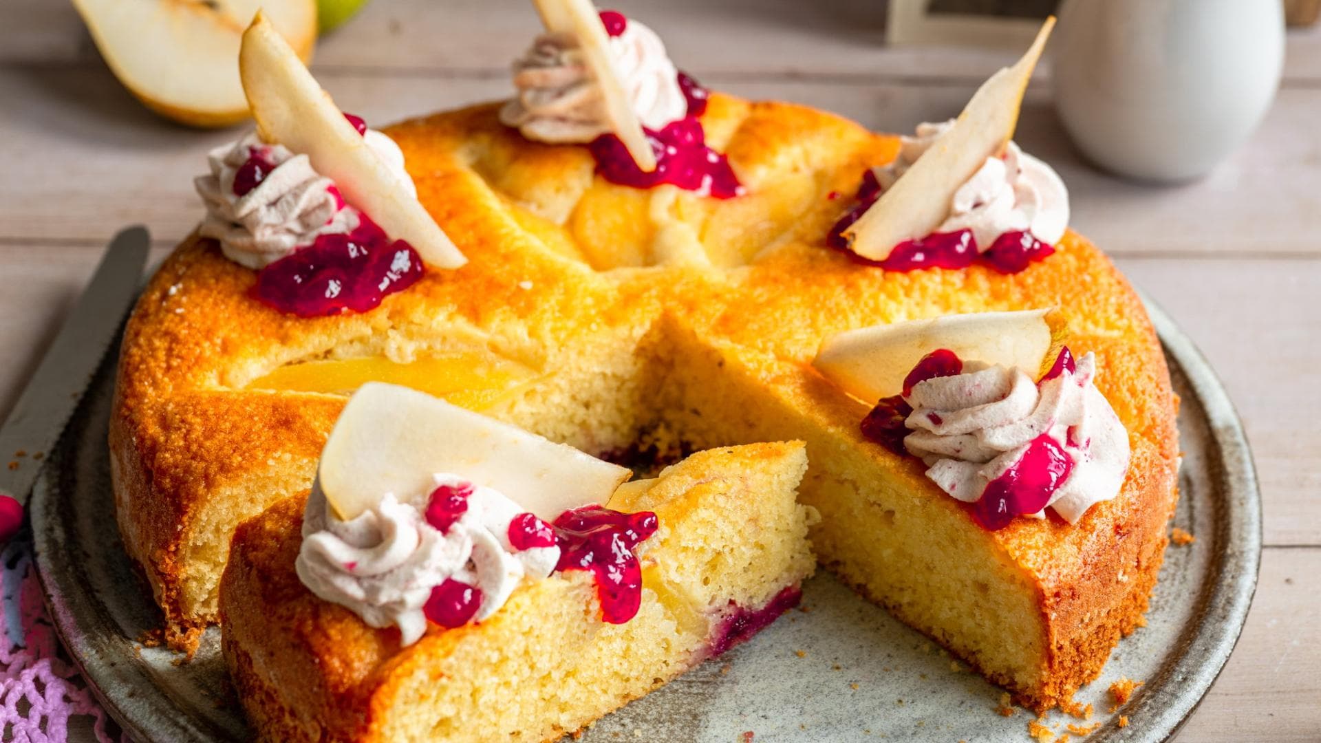 Birnen-Preiselbeerkuchen