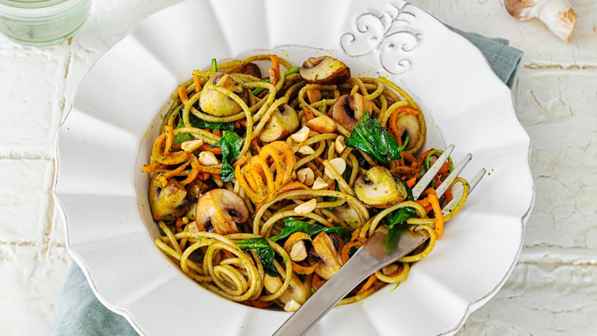 Spaghetti-Duo mit Spinat-Pesto