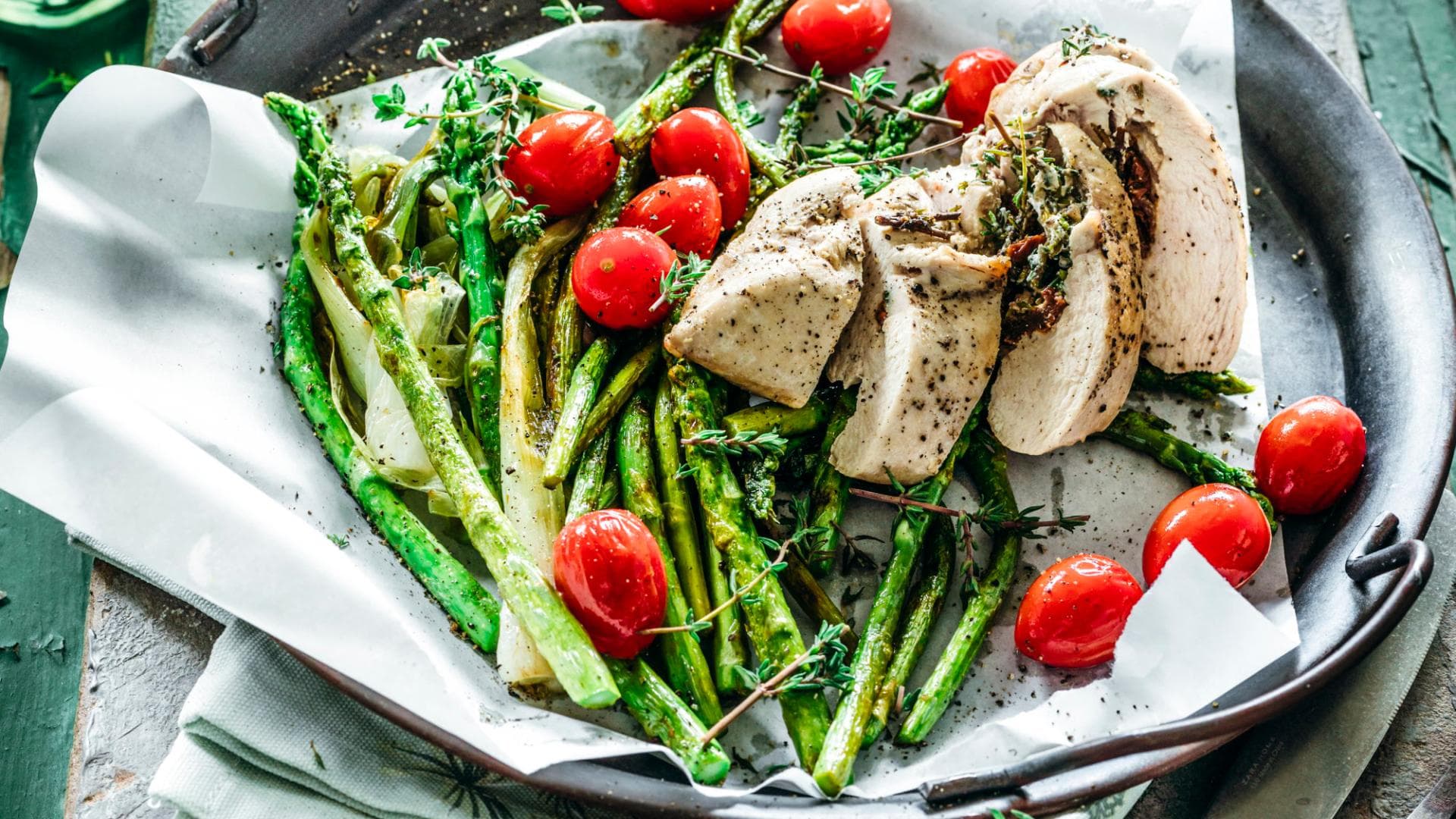 Gegrillter Spargel mit Hähnchenbrust 