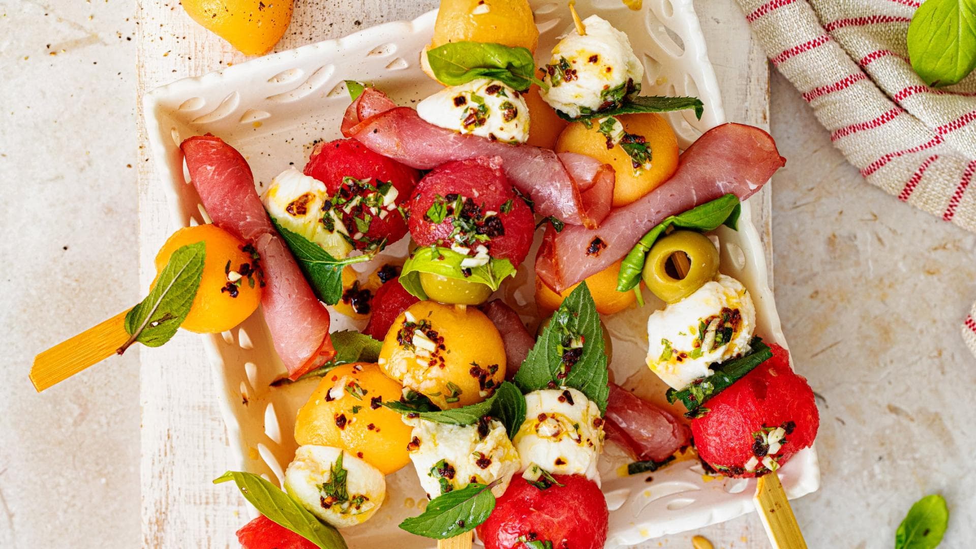 Melonen-Schinken-Spieße 