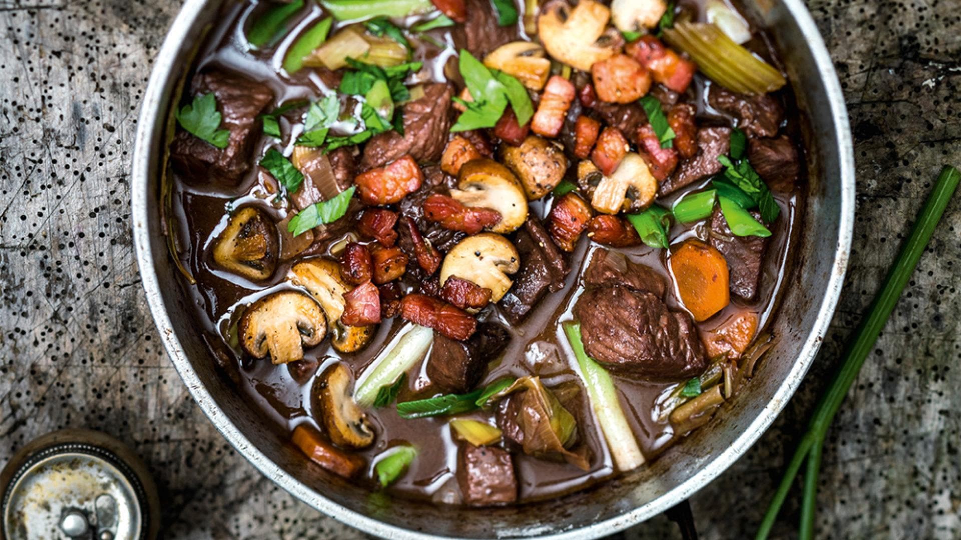 Boeuf Bourgignon, Rind mit Gemüse