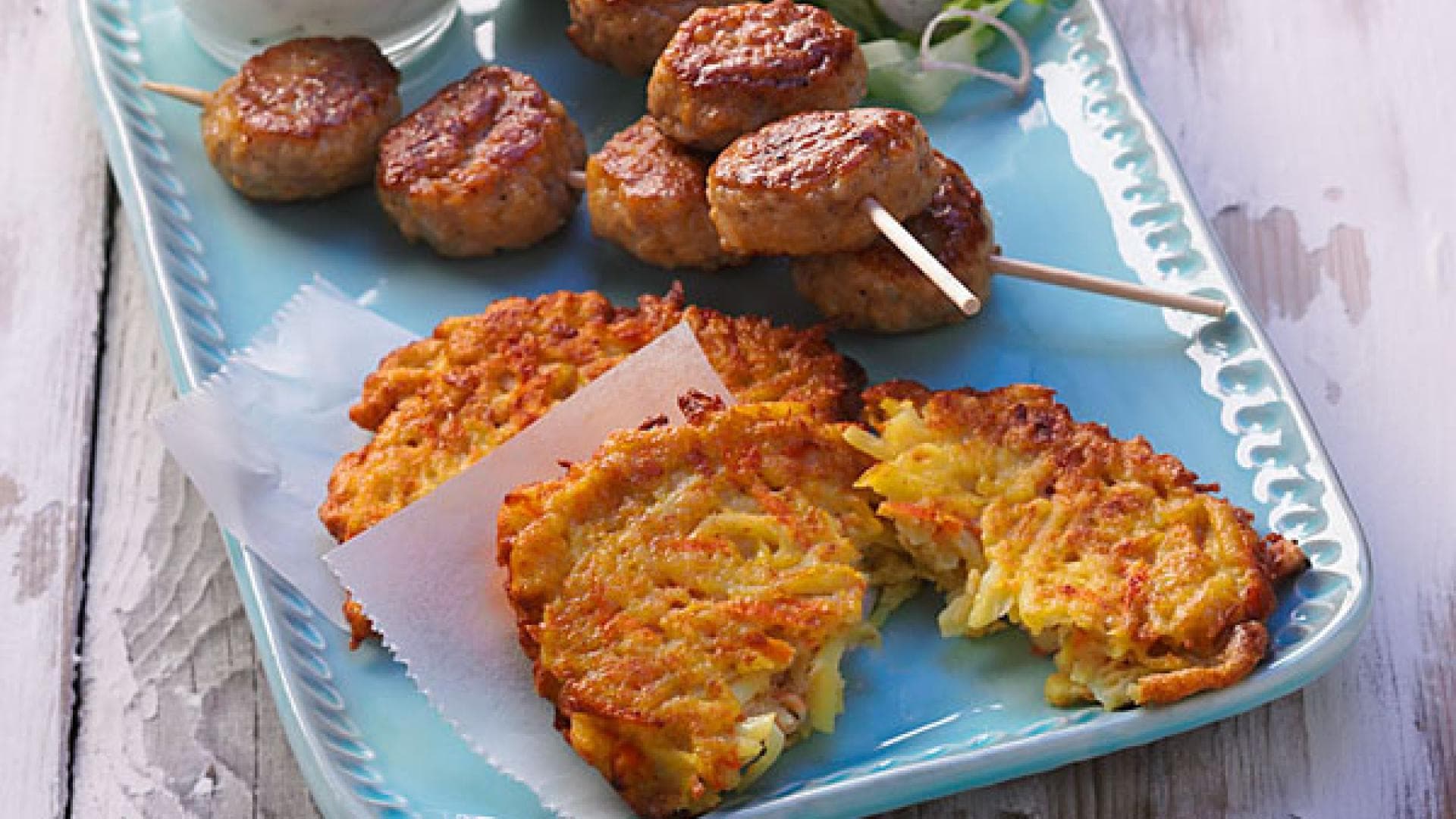 Rezept für Frikadellen mit Gemüse-Rösti