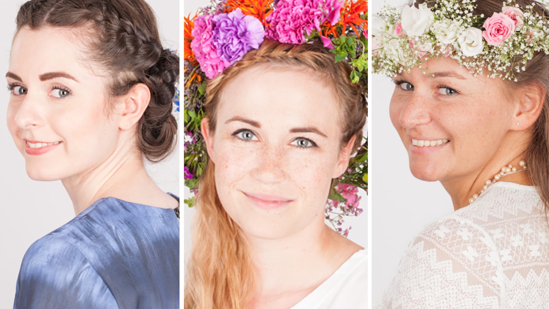 Flechtfrisuren mit Blumenkranz