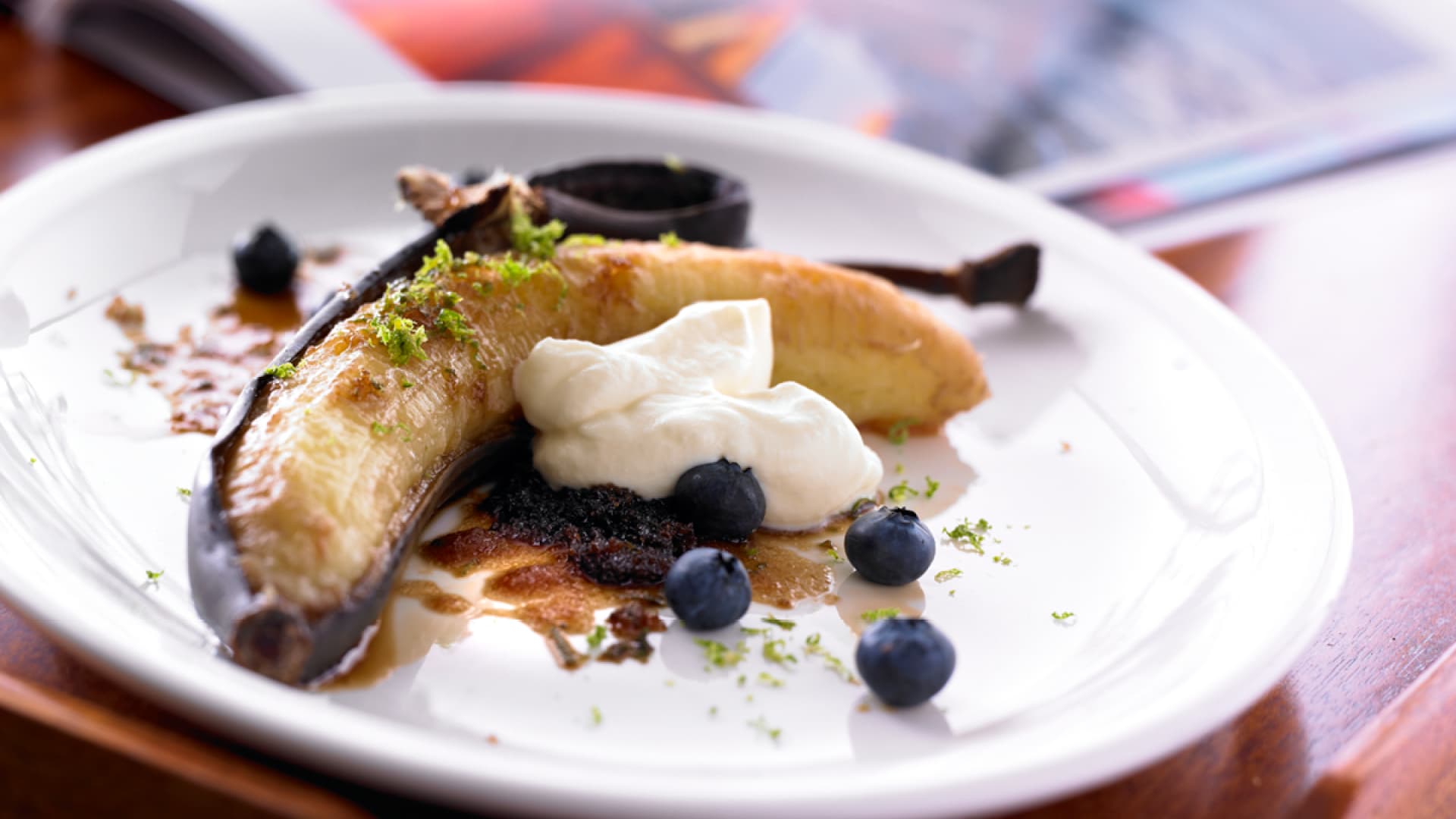 Dessert aus gegrillter Banane