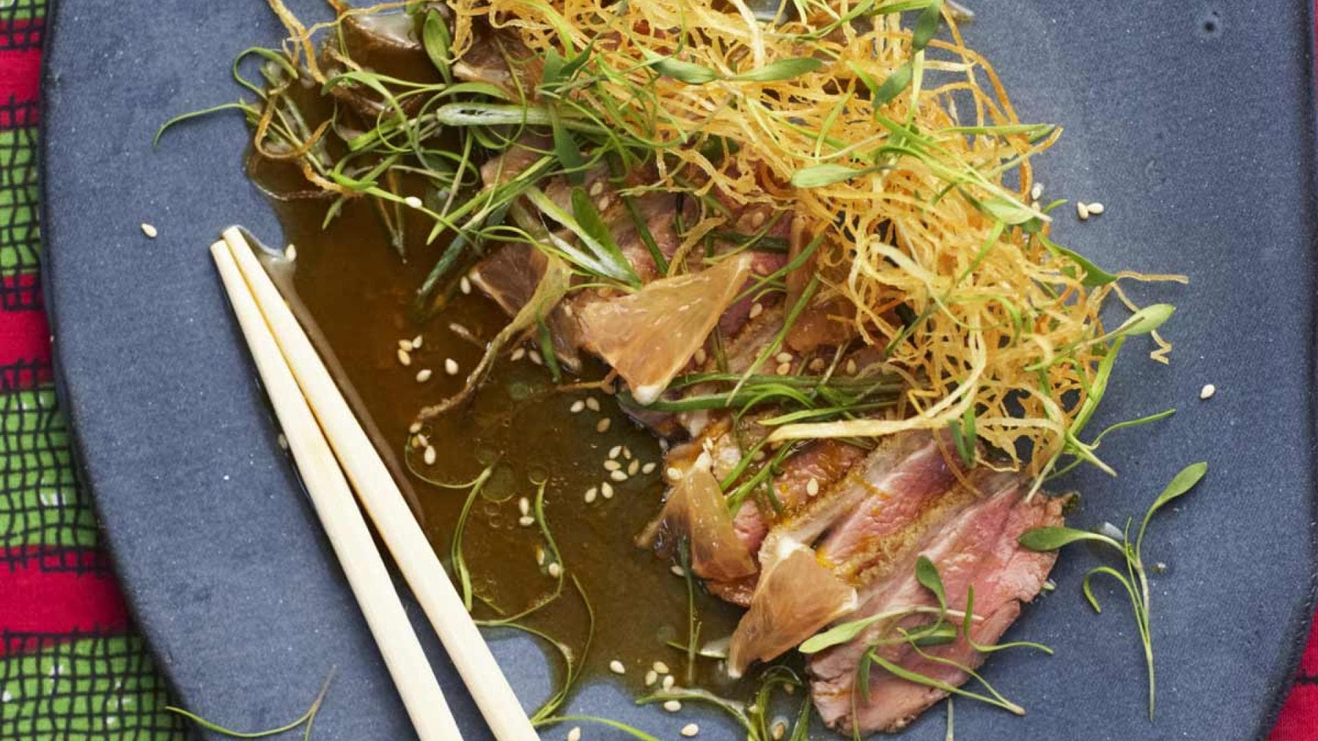 Entenbrust mit Yuzu-Dressing