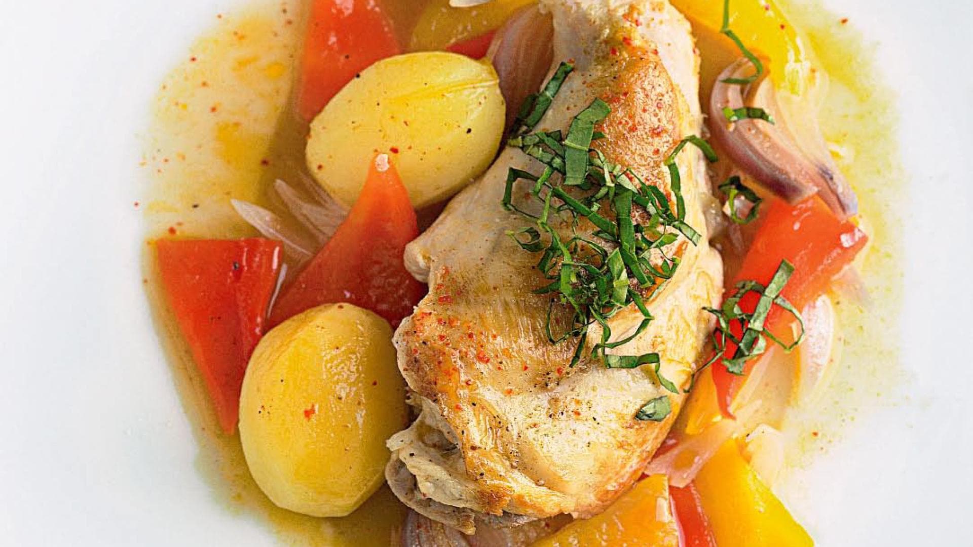 Kaninchenkeule mit Paprikagemüse