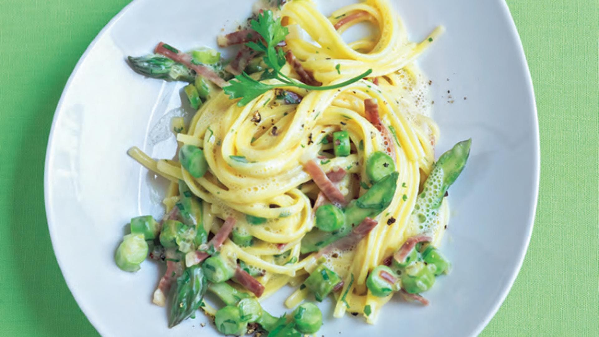 Spargel-Carbonara-Rezept à la Sterneköching Cornelia Poletto