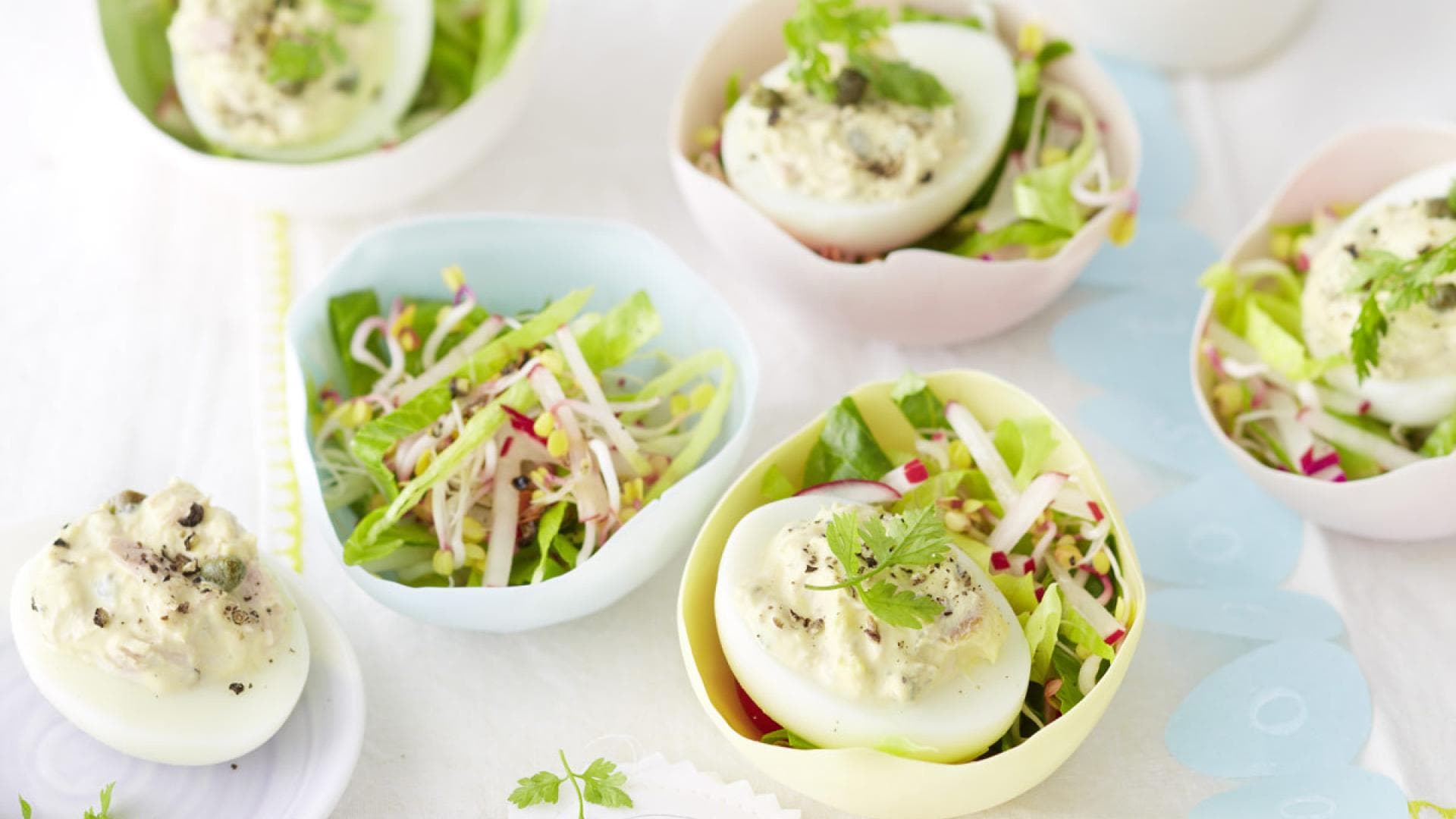 Gefüllte Eier auf Salat - Rezept nach Weight Watchers