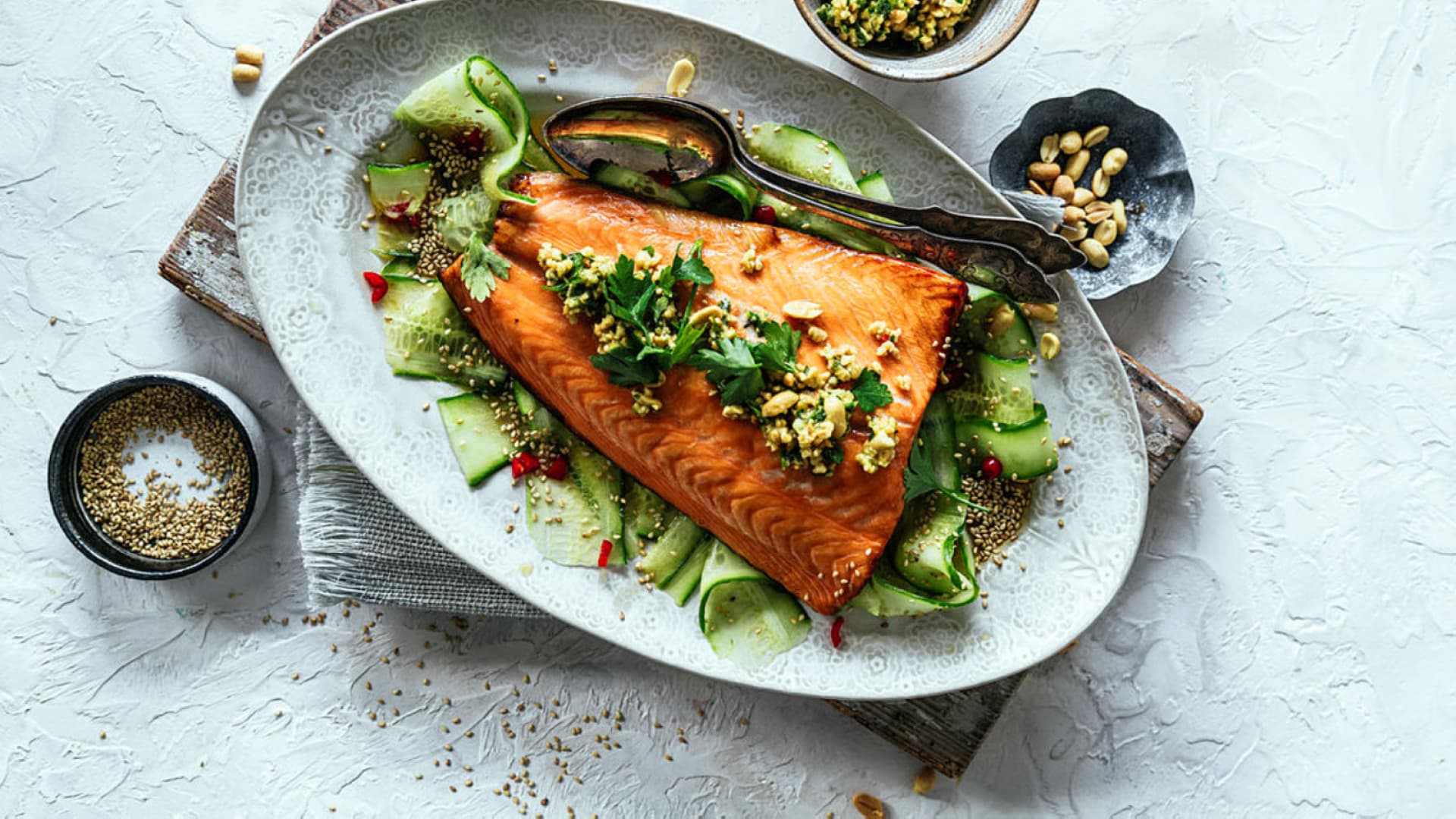 Rezept Honiglachs mit Gurkensalat