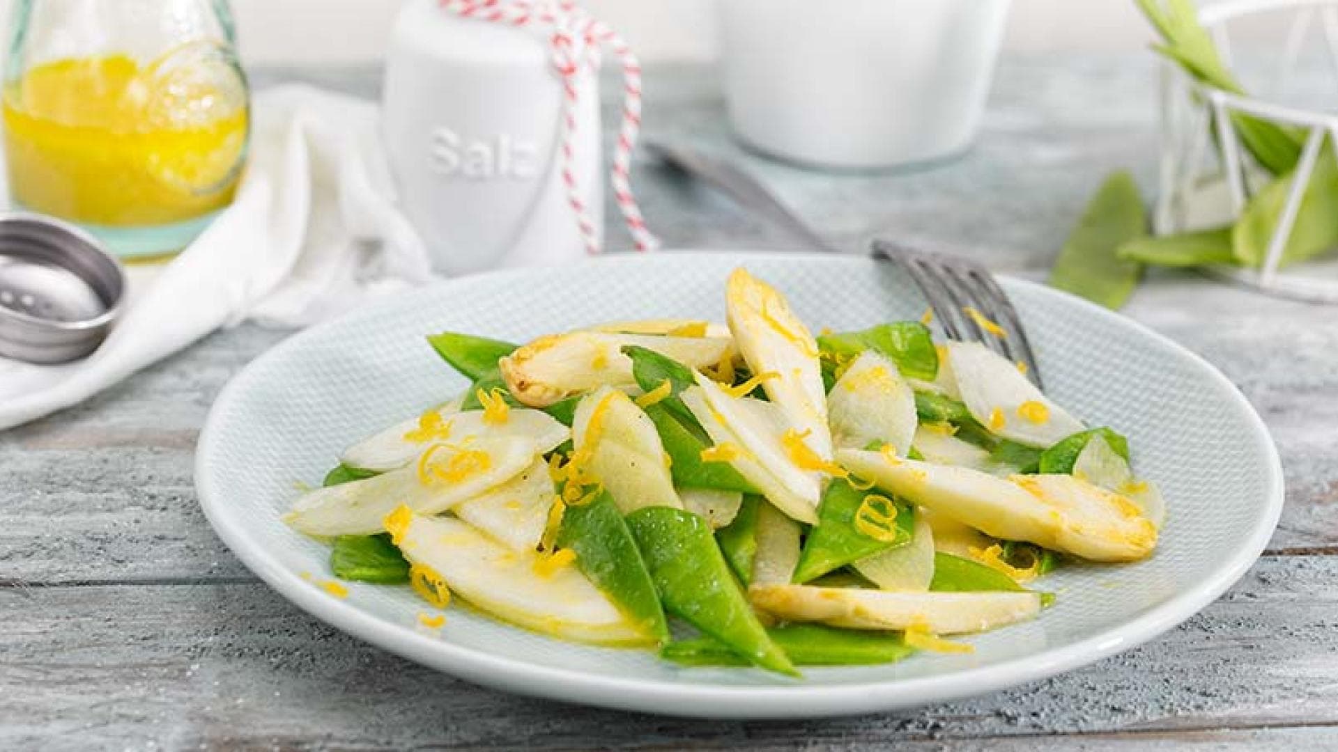 Spargel-Zuckerschoten-Salat