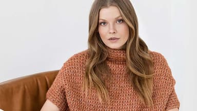 Strickanleitung: Kurzarm-Kimonopullover mit Rollkragen