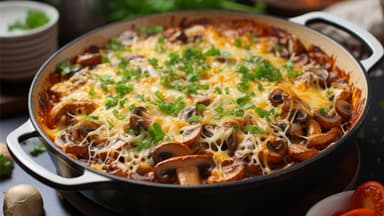 Pilzauflauf mit Kartoffeln und Käse
