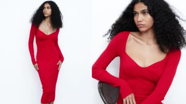 Geripptes Strickkleid von H&M