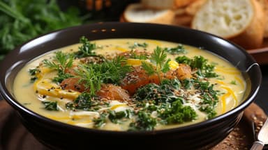 Kartoffelsuppe mit Kurkuma und Lachs