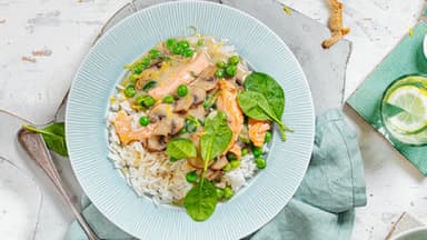 Lachs-Geschnetzeltes mit Senfsauce.