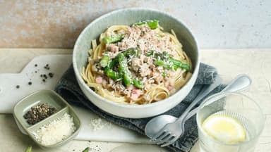 Spaghetti mit Hackfleischsauce à la Carbonara 