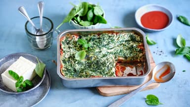 Tofulasagne mit Spinat