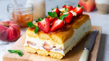 Pfirsich-Erdbeerkuchen 