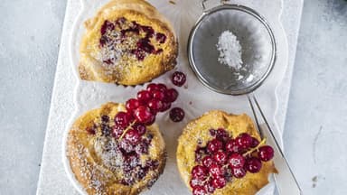 Pudding-Muffins mit Johannisbeeren