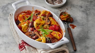 Tortellini-Auflauf mit Pilzen 