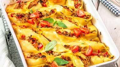 Muschelnudel-Gratin mit Thunfisch-Füllung
