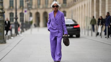 Streetstyle mit Hosenanzug in Lila