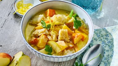Apfel-Kürbis-Curry mit Fisch 