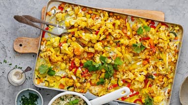 Blumenkohl-Kokos-Curry vom Blech 