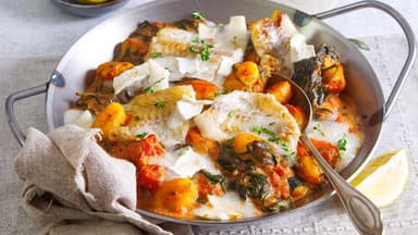 Gnocchi-Spinatpfanne mit Fisch Gnocchi-Spinatpfanne mit Fisch