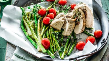 Gegrillter Spargel mit Hähnchenbrust 