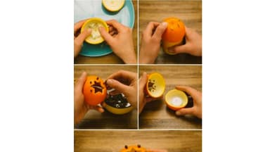 Orangen-Schalen-Teelicht selber machen mit der Anleitung von Pinterest 