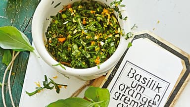 Basilikum-Orangen-Gremolata