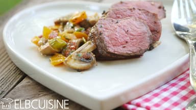 Steak vom Bison mit Pilzen, Tomaten und Lauchzwiebeln von der Foodbloggerin Elbcuisine