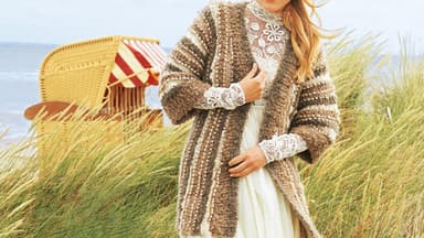 Cardigan-Mützen-Dou aus Merino-Mischwolle