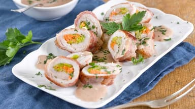 Rezept gefüllte Schnitzelrouladen im Speckmantel