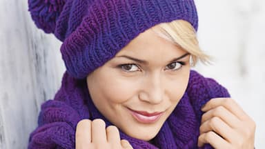 Winter-Kombi in Lila meliert